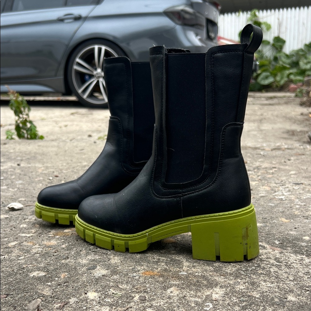Black and Green Heeled Boots